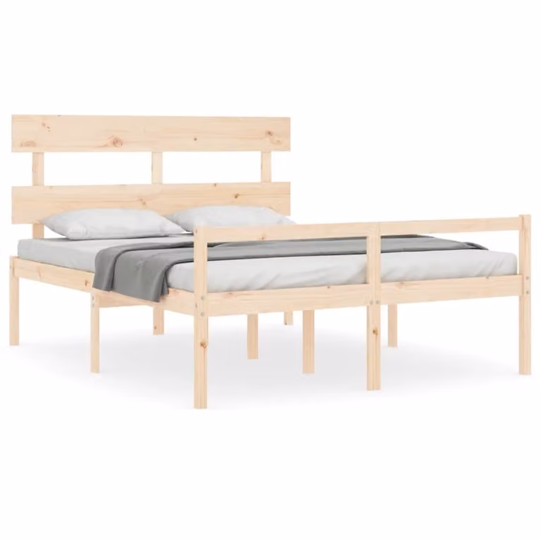 Cama para personas mayores vidaXL de madera maciza de pino en color marrón, An/P: 160 x 200 cm