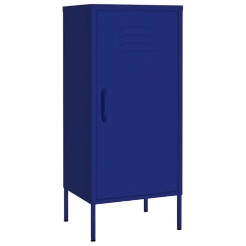 Armario de almacenamiento Helloshop26 en metal azul mate para comedor con puertas batientes y estantes internos, An/P/Al: 42,5 x 35 x 101,5 cm