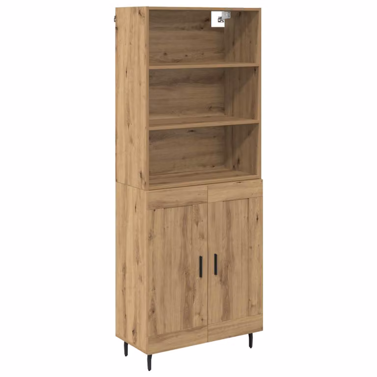 Set de 2 aparadores altos vidaXL estilo moderno en color roble artisan, An/P/Al: 69,5 x 32,5 x 180 cm