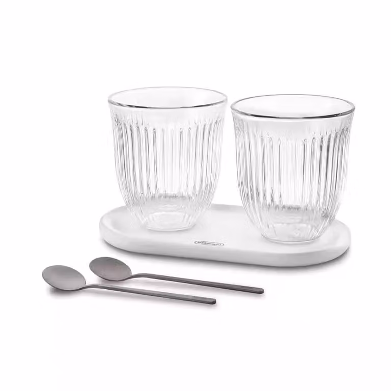 Set de vasos para cappuccino De'Longhi DLSC332 de cristal transparente