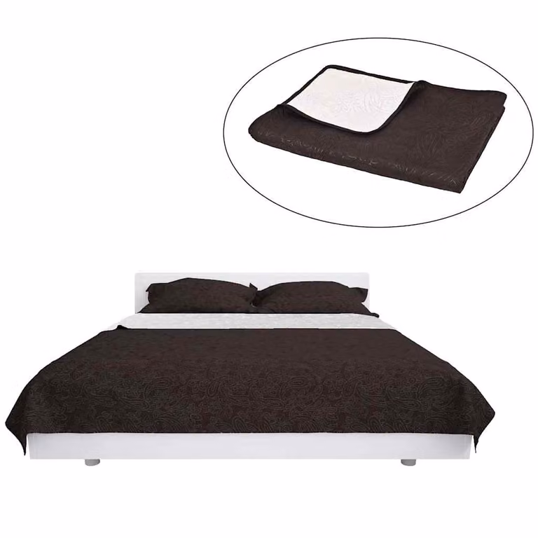 Cubrecama acolchado reversible vidaXL con diseño floral en beige y marrón, An/P: 230 x 260 cm