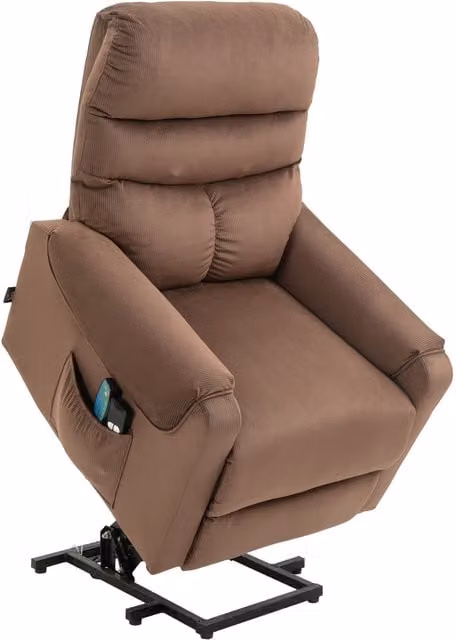 Sillón eléctrico con masaje, calefacción y mando a distancia NORTHIX en color marrón con estructura de metal y tapizado de tela