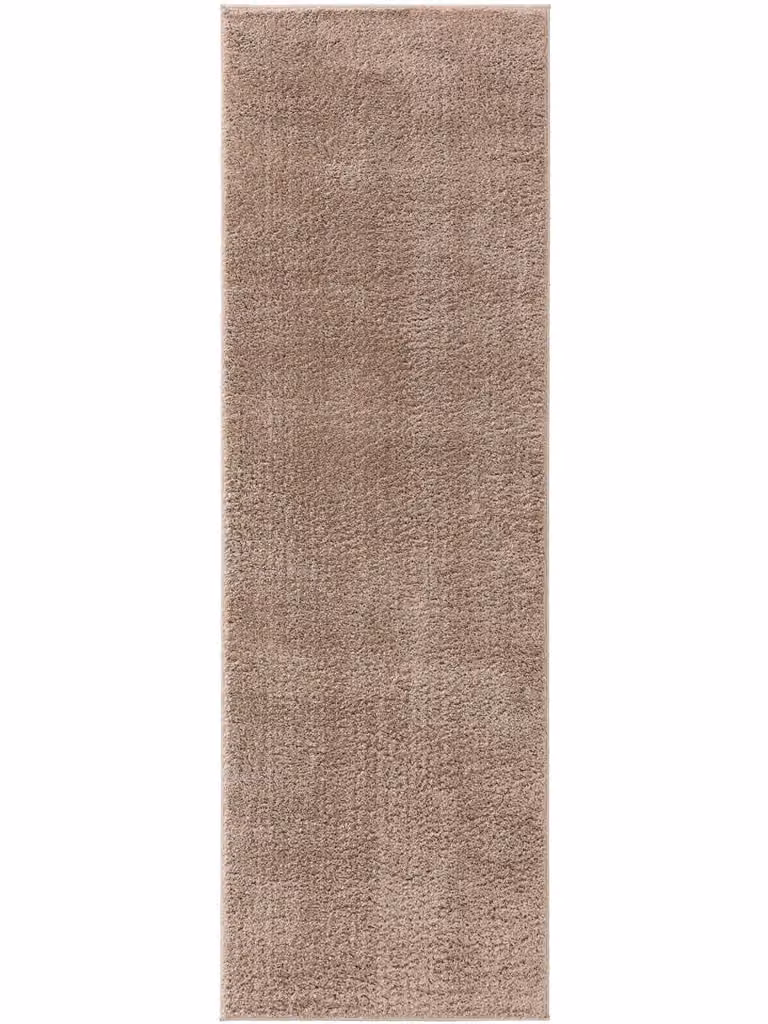 Alfombra de pasillo Benuta en color beige, rectangular, de microfibra y poliéster, An/P: 80 x 240 cm