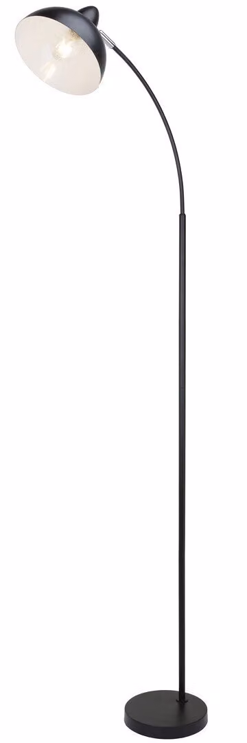 Lámpara de pie Rabalux Daron estilo industrial en metal color negro con casquillo E27 y forma redonda