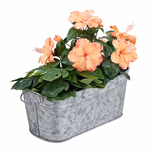 Jardinera de metal Relaxdays con diseño vintage para jardín, balcón o interior, color plateado, An/P/Al: 38 x 16 x 19 cm