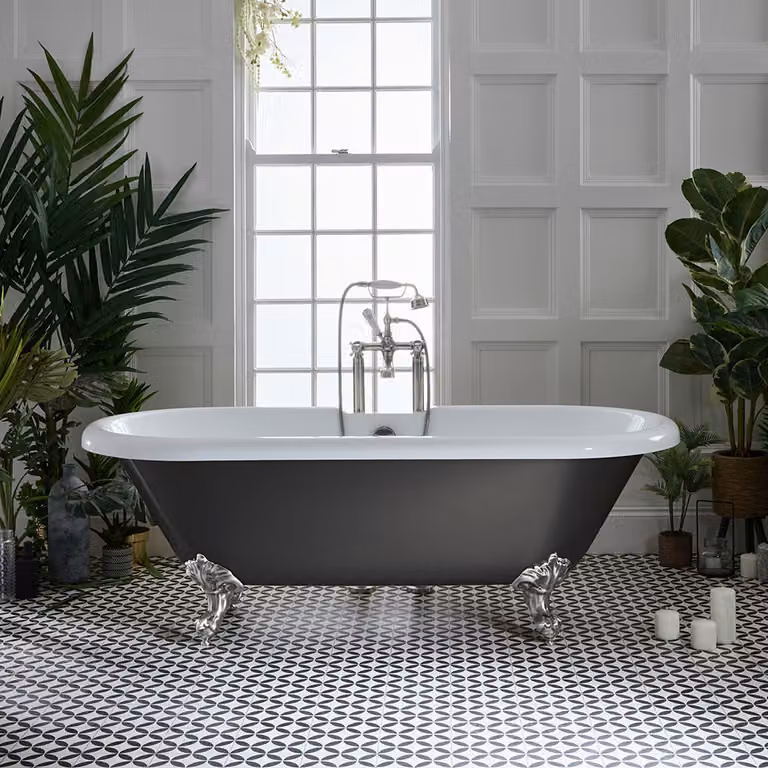 Bañera exenta ovalada de acrílico Hudson Reed en color oro, An/P/Al: 179,5 x 78,5 x 62 cm