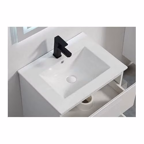 Lavabo empotrable rectangular Rue du Bain City de cerámica en color blanco, An: 61 cm, P: 47 cm