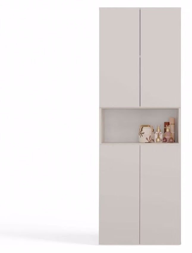 Armario de baño moderno de pared color beige con puertas batientes y estantes internos An/P/Al: 123 x 60 x 174 cm