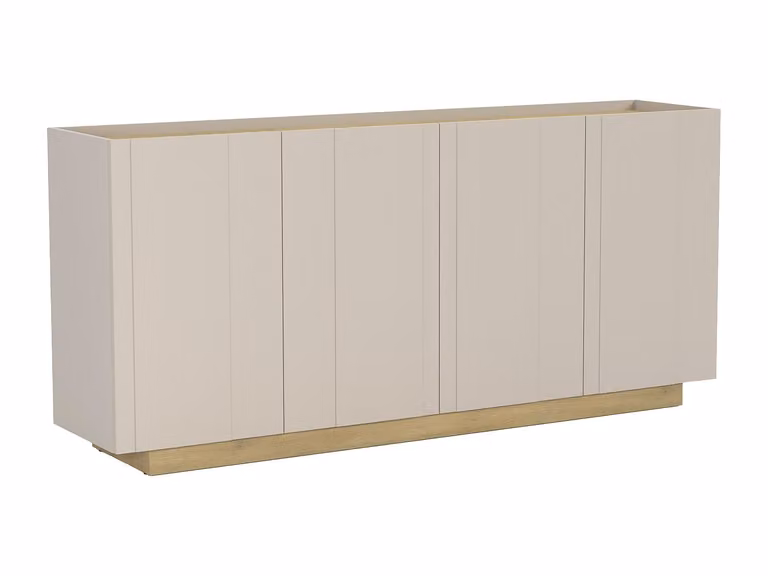 Aparador minimalista de 4 puertas VENTE-UNIQUE en color beige, An/P/Al: 180 x 40 x 82 cm