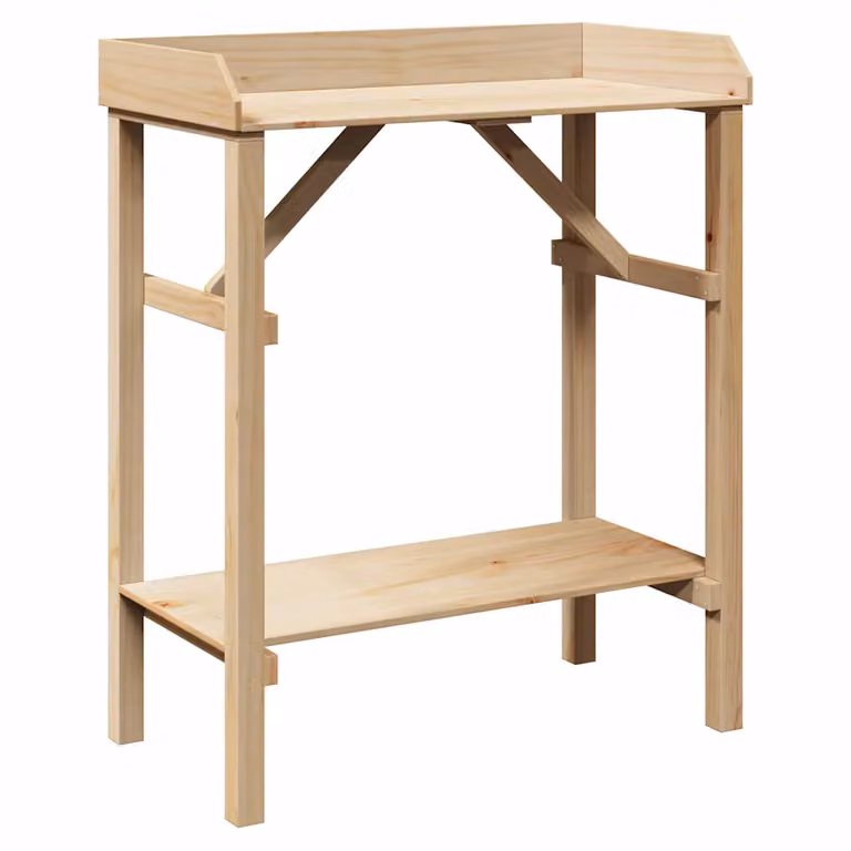 Mesa de trasplante de madera de pino natural vidaXL, color marrón, An/P/Al: 75 x 40 x 90 cm