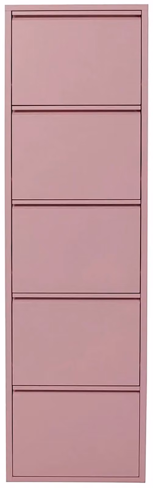 Zapatero moderno Kare Design de metal rosa con compartimentos basculantes para pasillo o dormitorio