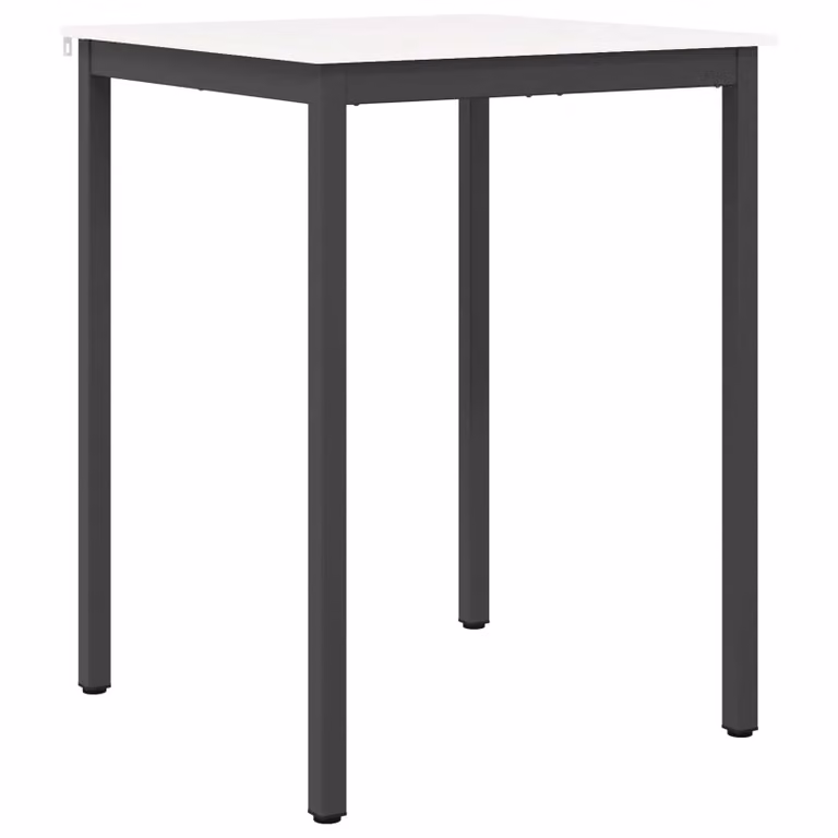 Mesa de bar moderna vidaXL de madera de pino maciza y metal en color blanco, An/P/Al: 80 x 80 x 105 cm