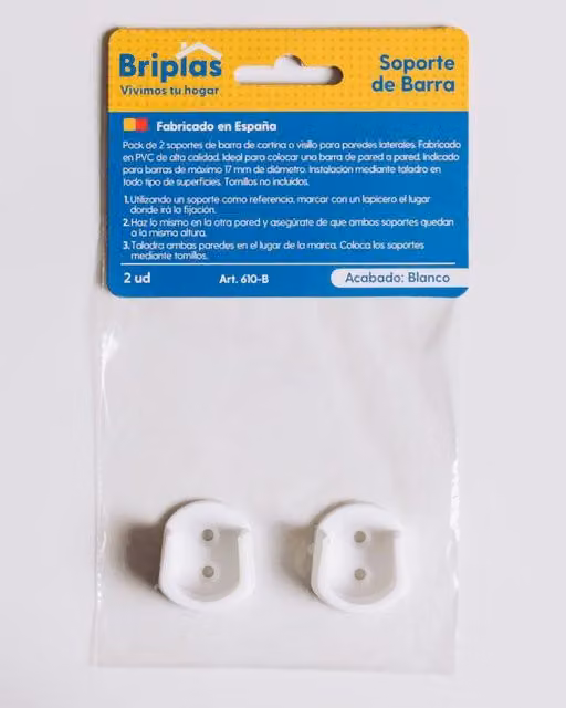 Pack de 2 soportes de plástico para barra de cortina de baño FPLUS en color blanco