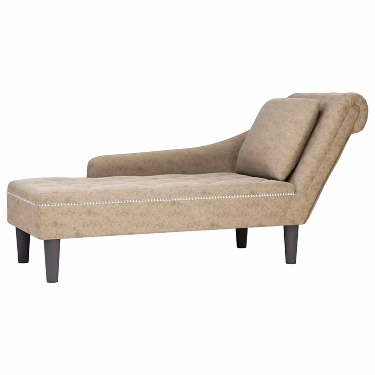Tumbona vidaXL con reposabrazo derecho en cuero sintético y tela, color gris o beige