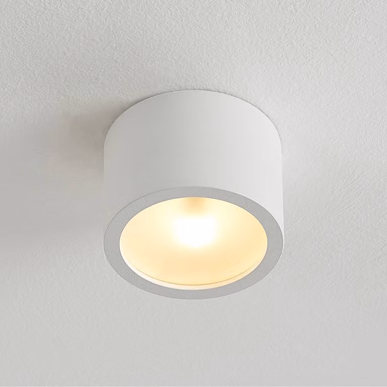 Downlight empotrado Arcchio de aluminio blanco para pasillos, atenuable, luz blanca cálida