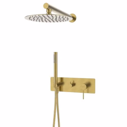 Columna de ducha mecánica empotrada Essebagno en acero inoxidable color oro cepillado