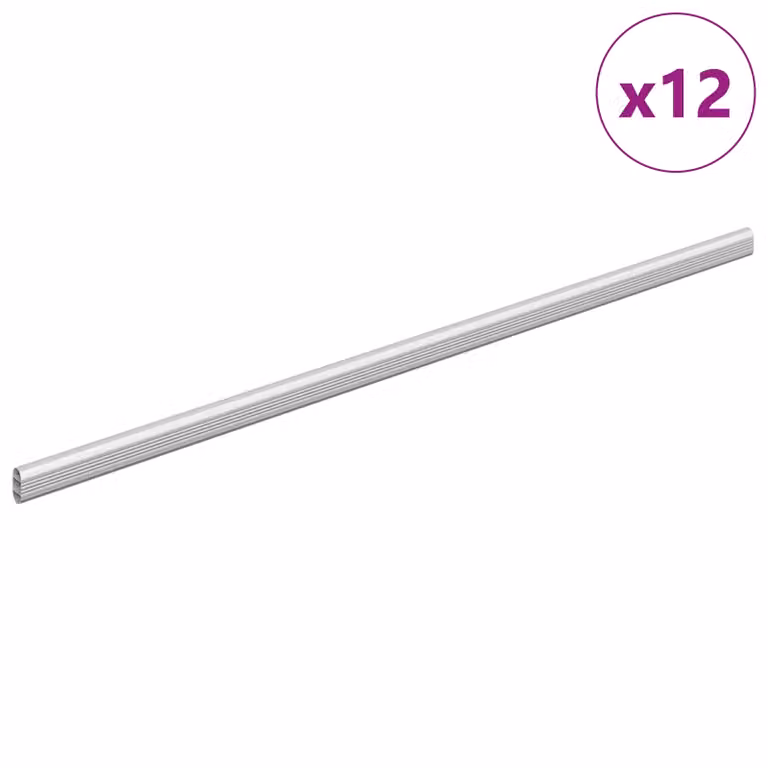 Set de 12 varillas para armario de metal vidaXL en color plateado, Longitud: 76 cm, Diámetro: 2,9 cm