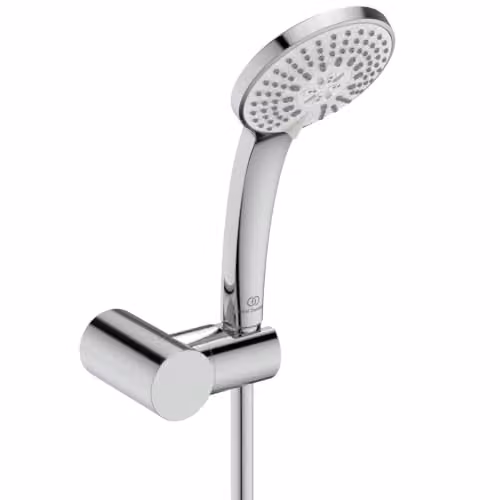 Juego de ducha 3 en 1 Ideal Standard Idealrain con manguera de 1750 mm, diseño redondo, funciones de ahorro de agua y antical, acabado en cromo