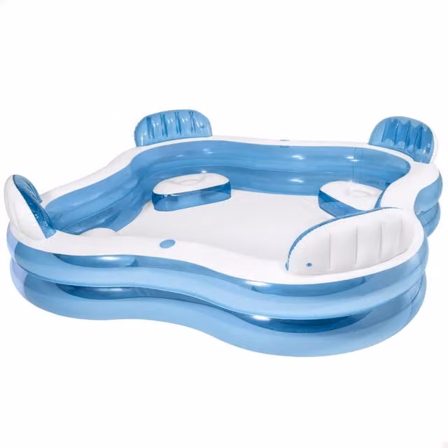 Piscina hinchable Intex con asientos, azul y blanco, An/P/Al: 229 x 229 x 66 cm, capacidad 990 l