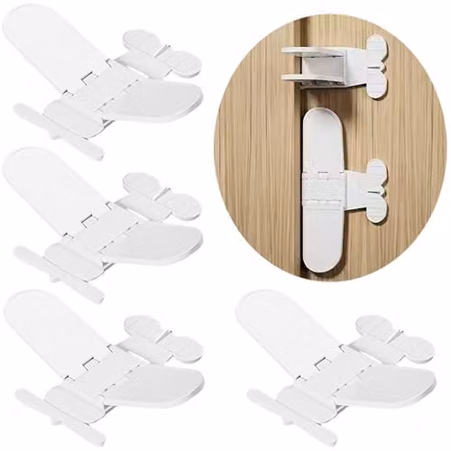 Cerradura de seguridad Oruiiju para ventanas y puertas correderas, sin taladrar, color blanco (Pack de 4 unidades)