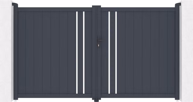 Puerta abatible Giona de CASANOOV en aluminio color gris antracita, An: 300 cm, Al: 180 cm, P: 30 cm