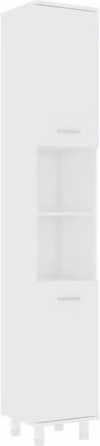 Mueble de baño moderno HELLOSHOP26 en color blanco con puertas y estantes internos, An: 30 cm, P: 30 cm, Al: 179 cm