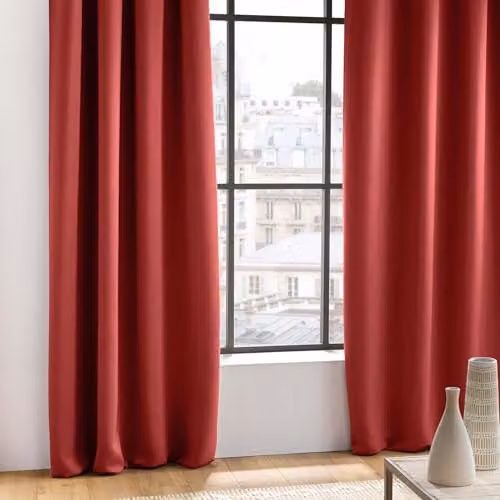Cortina opaca Douceur d'Intérieur con ojales, color rojo, An/Al: 135 x 240 cm