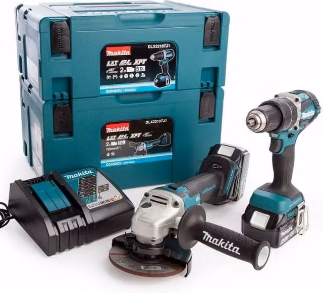 Kit de herramientas Makita LXT 18 V Azul, Juego de 5 Piezas con Baterías Recargables de 6,0 Ah