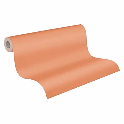 Papel pintado liso naranja A.S. Création Antigua 390973 de estilo minimalista y acabado mate para tu hogar