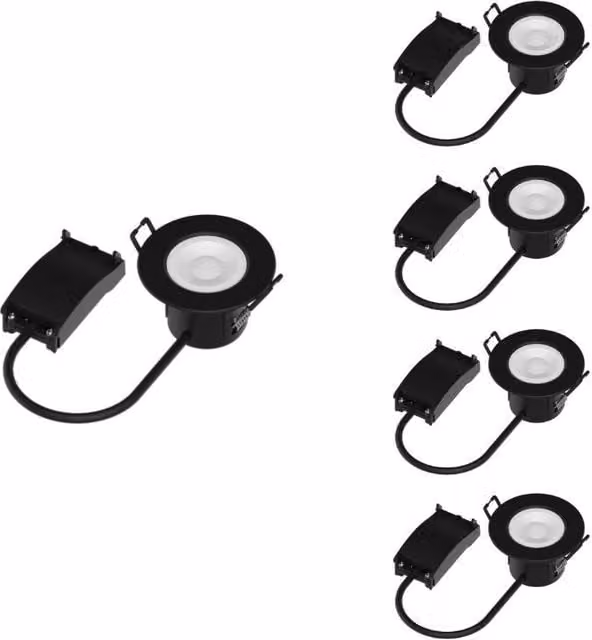 Pack de 5 focos LED empotrables Silumen, regulables CCT de 6 W, impermeables IP65, color negro