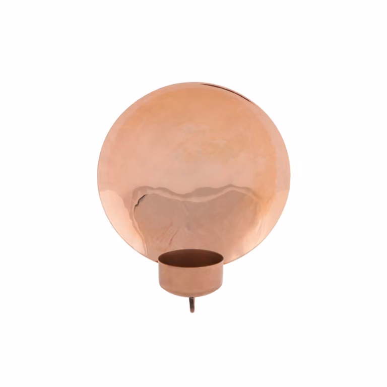 Portavelas decorativo de pared Sia Deco en hierro color bronce y oro para tealight, redondo, Diámetro: 16 cm