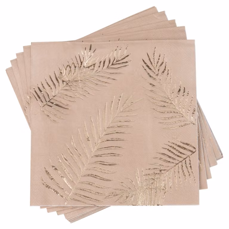 Servilletas de papel Maison du Monde con estampado floral de hojas doradas en color beige (x20)