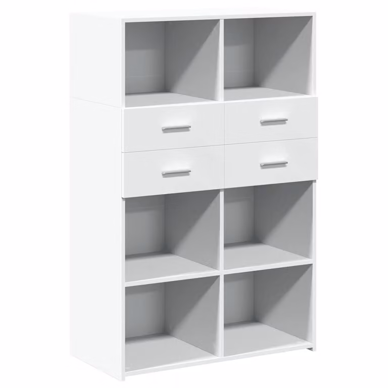 Aparador de madera de ingeniería vidaXL en color blanco, An/P/Al: 80 x 42,5 x 124 cm