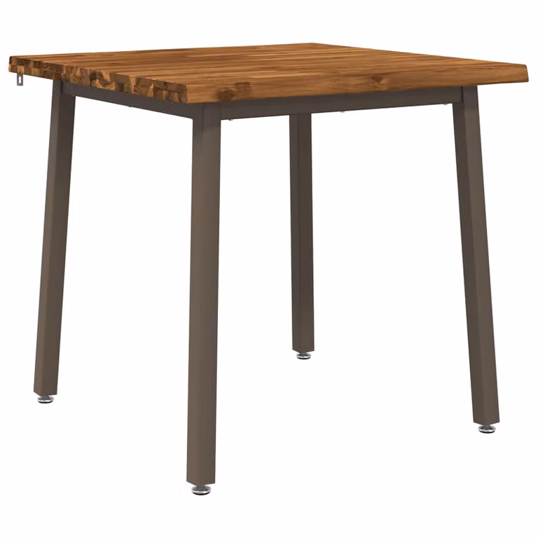 Mesa cuadrada moderna de madera de acacia sólida vidaXL en color natural y café, An/P/Al: 80 x 80 x 75 cm