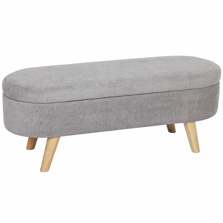 Banco de cama Homcom de terciopelo gris con estructura de madera de caucho, An/P/Al: 120 x 40 x 43 cm