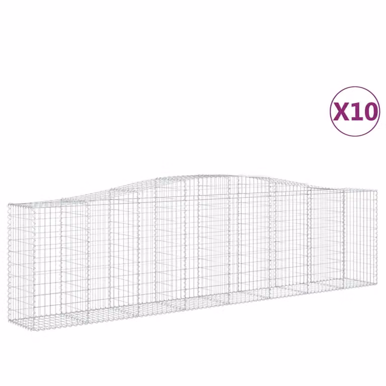 Set de 10 cestas de gaviones Syfax con forma de arco en acero galvanizado, An/P/Al: 400 x 50 x 100/120 cm