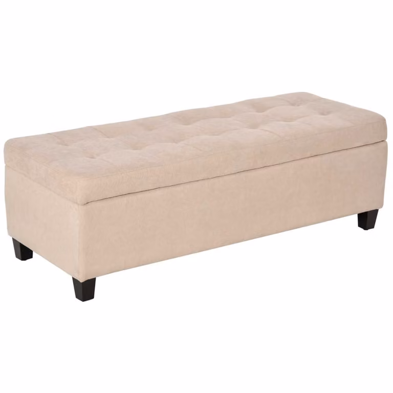 Banco de almacenamiento Homcom tapizado en tela beige An/P/Al: 125 x 49 x 41.5 cm