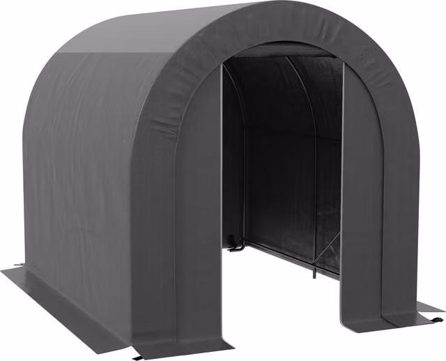 Cobertizo de jardín Outsunny para almacenamiento exterior y garaje de bicicletas, lona de PE y metal, gris oscuro, An/P/Al: 240 x 180 x 190 cm