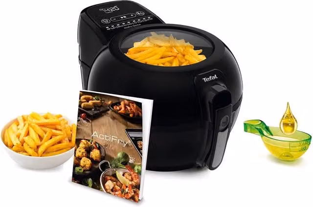 Friteuse de aire caliente Tefal Actifry Genius+ de 1500 W con brazo mezclador, capacidad para 6 personas, color negro