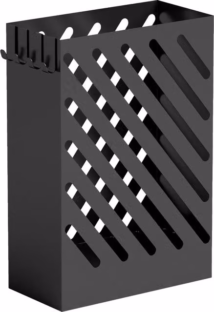 Paragüero de acero galvanizado HOMCOM con bandeja de goteo extraíble y 4 ganchos, color negro, An/P/Al: 28 x 14 x 41 cm
