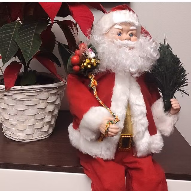 Figura de Papa Noel sentado con animación y luces de fibra óptica de colores F-BRIGHT para mesa
