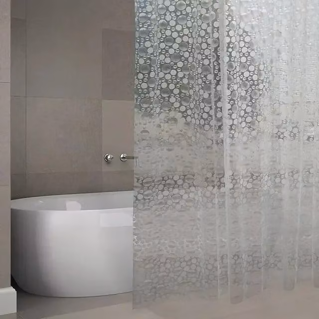 Cortina de baño Venus de PVC transparente con diseño de puntos, impermeable y resistente al moho, An x Al: 180 x 180 cm