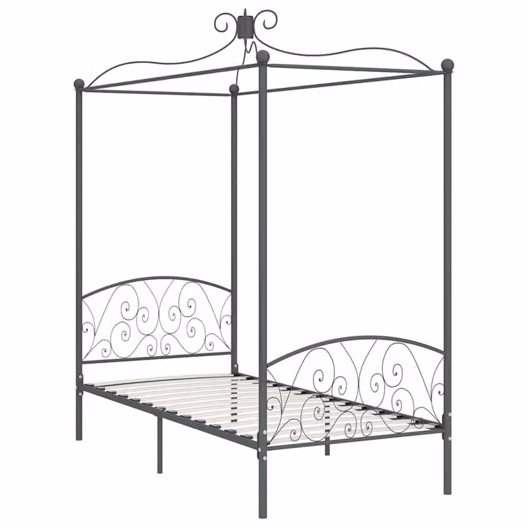 Estructura de cama con dosel vidaXL en metal gris de 100 x 200 cm