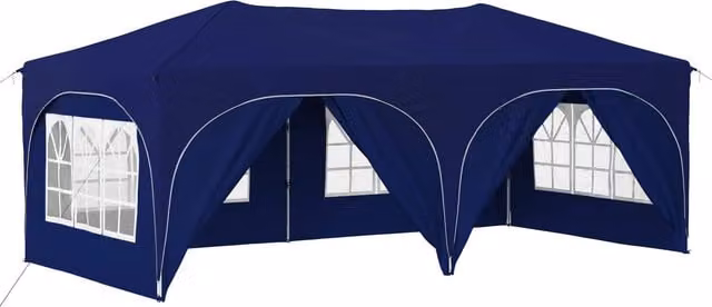 Carpa plegable SYFAX para fiestas en color azul con tela de poliéster y estructura metálica, An/P/Al: 575 x 288 x 245 cm