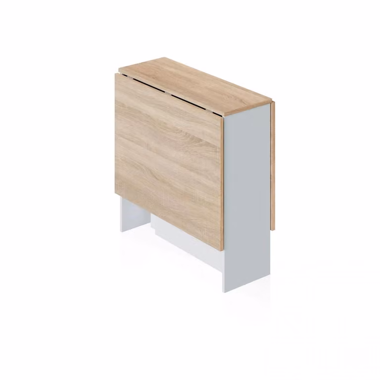 Mesa de comedor extensible y plegable DUEHOME estilo escandinavo en blanco mate y roble An/P/Al: 78 x 55 x 77 cm