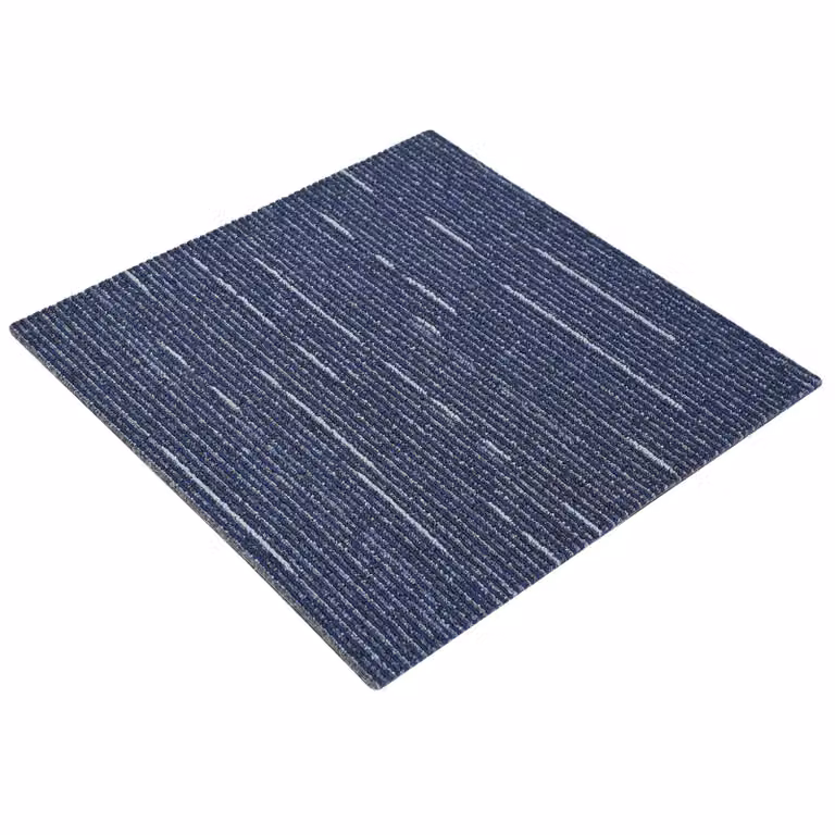 Set de 20 azulejos de alfombra modernos con diseño de rayas azules de vidaXL, fabricados en polipropileno con pelo en bucle, An/P: 50 x 50 cm