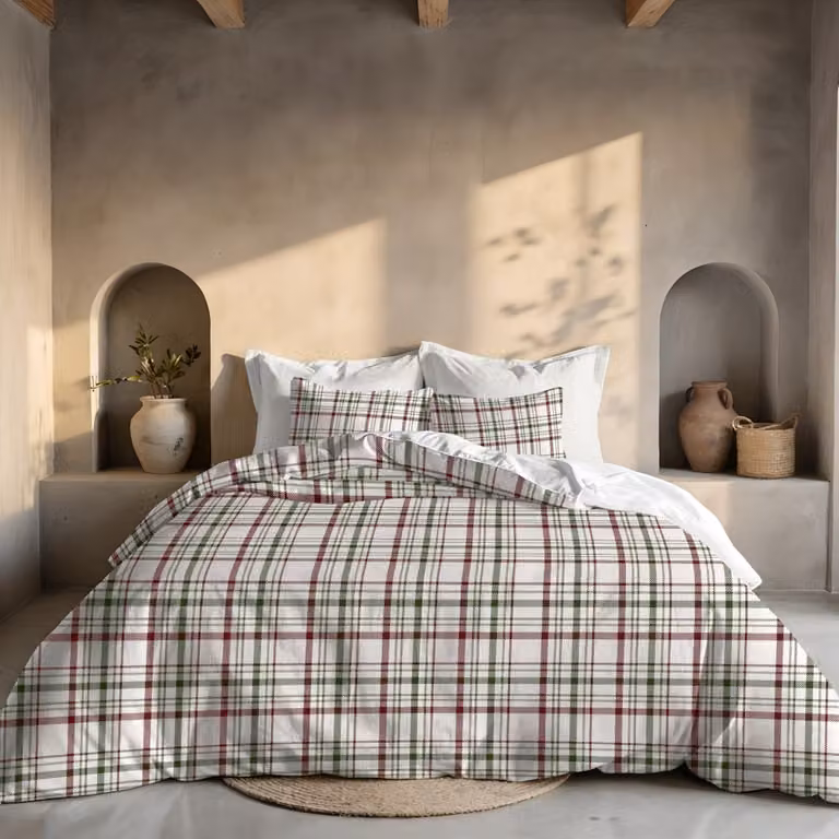 Funda nórdica Muare Home de poliéster con diseño de cuadros multicolor y blanco para cama de 200 cm, An/P/Al: 290 x 240 cm