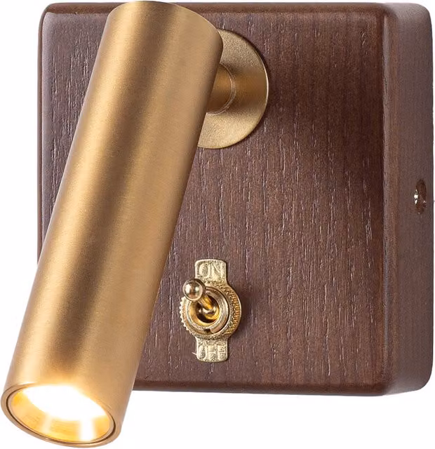 Aplique de pared LED regulable ALPINALUZ de 3W en color dorado y madera con luz blanca cálida 2800K