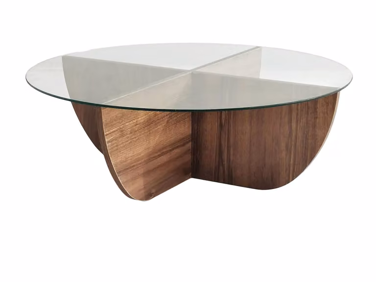 Mesa de centro de vidrio templado MENZZO transparente y marrón An/P/Al: 90 x 90 x 30 cm