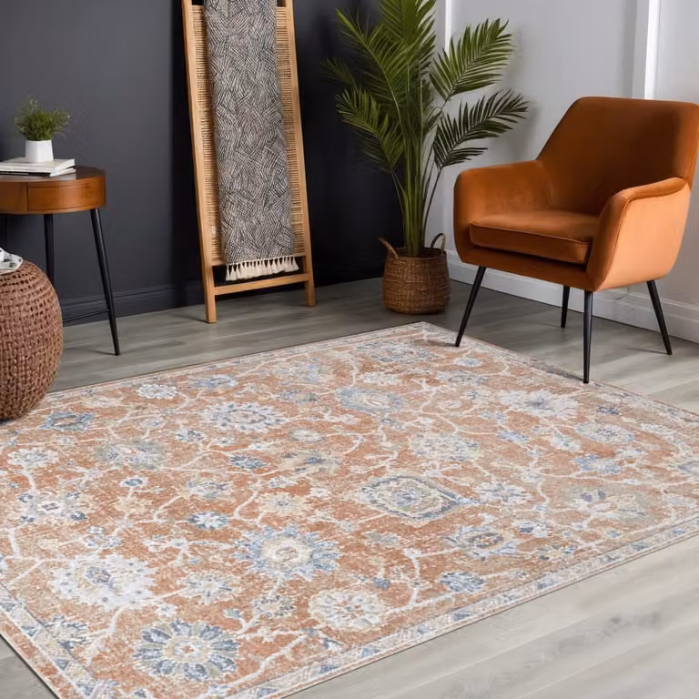 Alfombra vintage Livabliss color terracota ruby, diseño oriental lavable, An x P: 200 x 275 cm